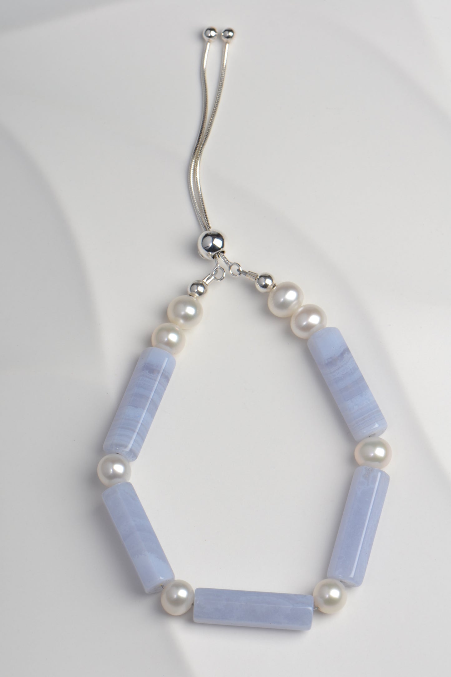 pale blue and white gemstone bracelet