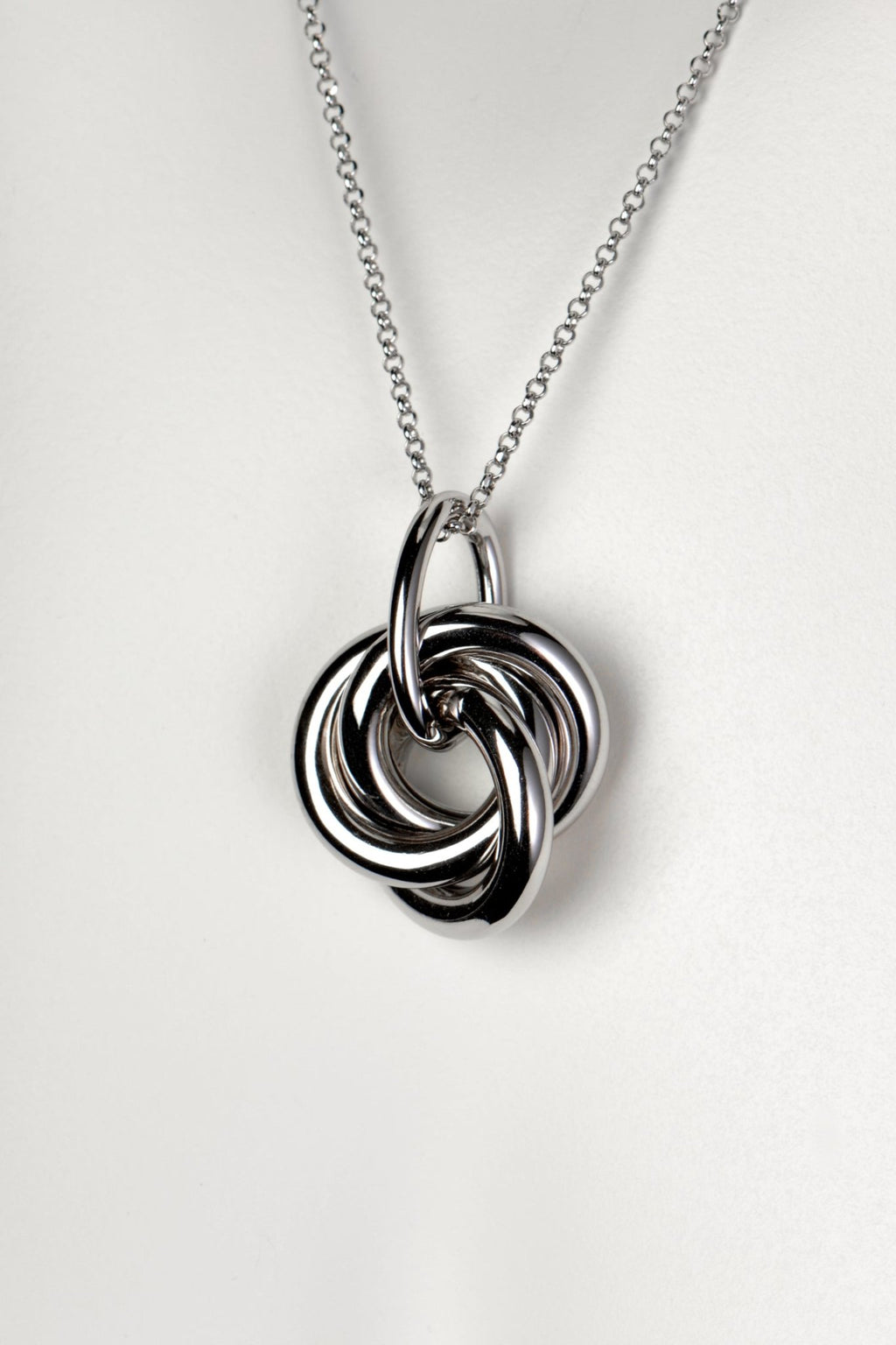 large silver knot pendant on silver chain - Christine Sadler