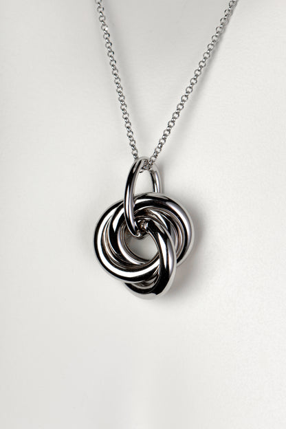 large silver knot pendant on silver chain - Christine Sadler