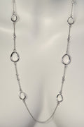 long silver circle chain necklace with gemstones set in the chain from Christine Sadler