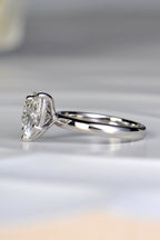 Side angle view of a 1.54ct marquise cut lab diamond set at a dynamic 45 degree angle on a premium platinum band by Christine Sadler