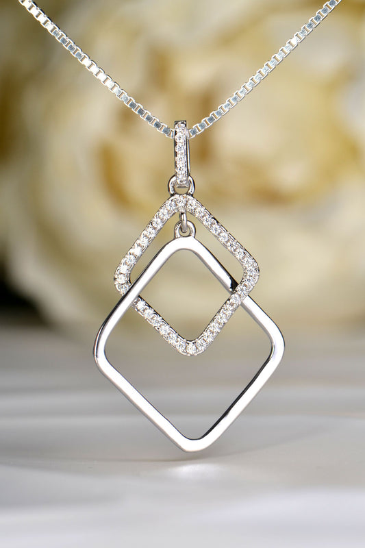 contemporary sterling silver necklace designed with elegant geometry and understated sparkle