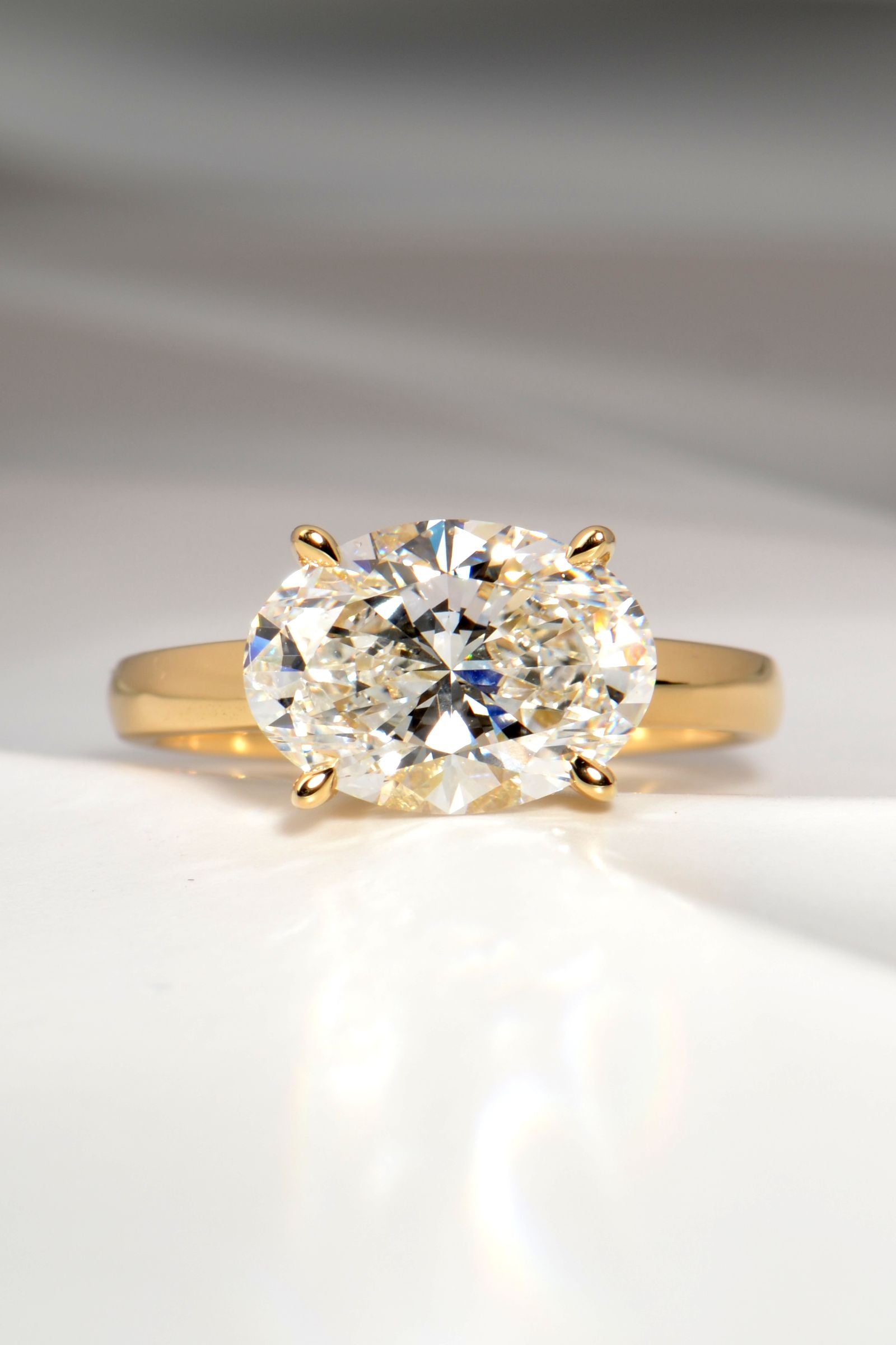 3ct oval lab diamond engagement ring in east west design - Christine Sadler