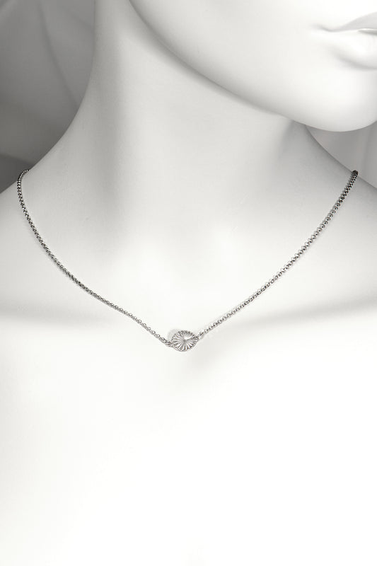 delicate silver necklace talisman design for transformation to make the world a better place