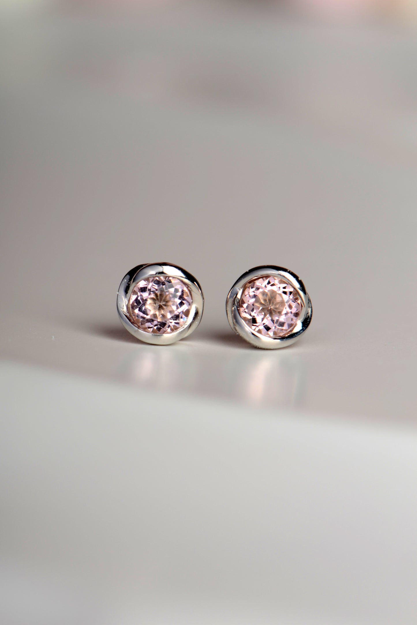 small round morganite stud earrings