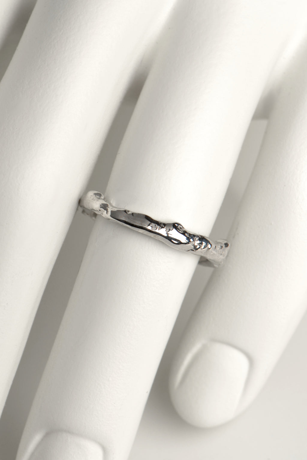 narrow silver ring handmade in Spain from jewellery designer Jorge Revilla