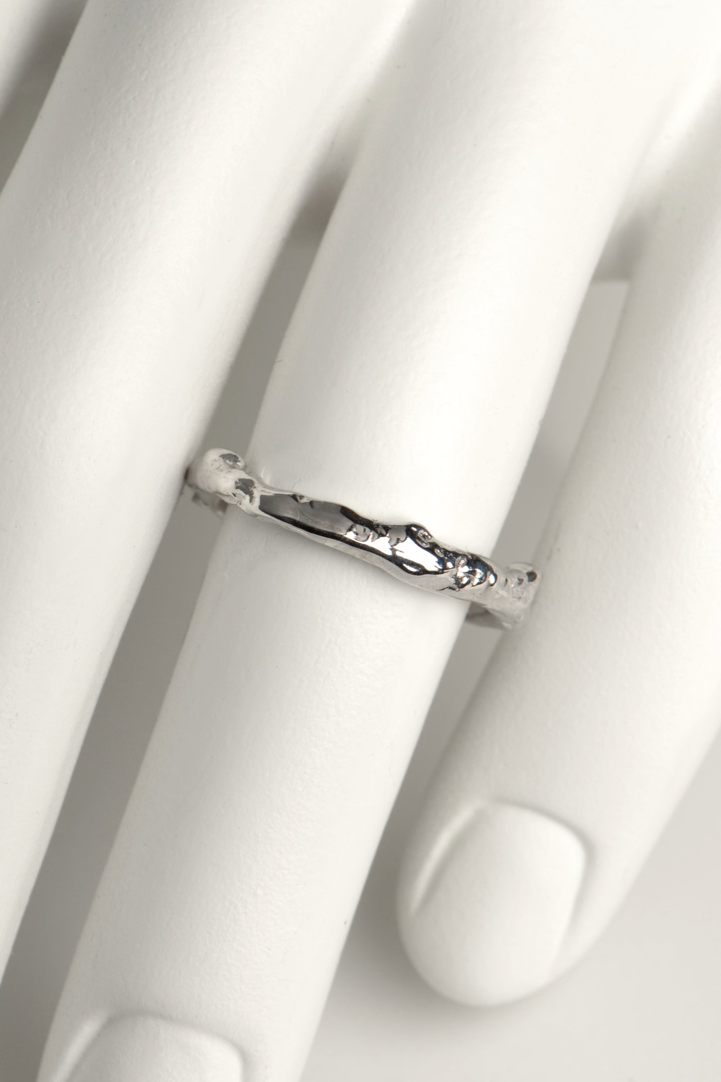 narrow silver ring handmade in Spain from jewellery designer Jorge Revilla