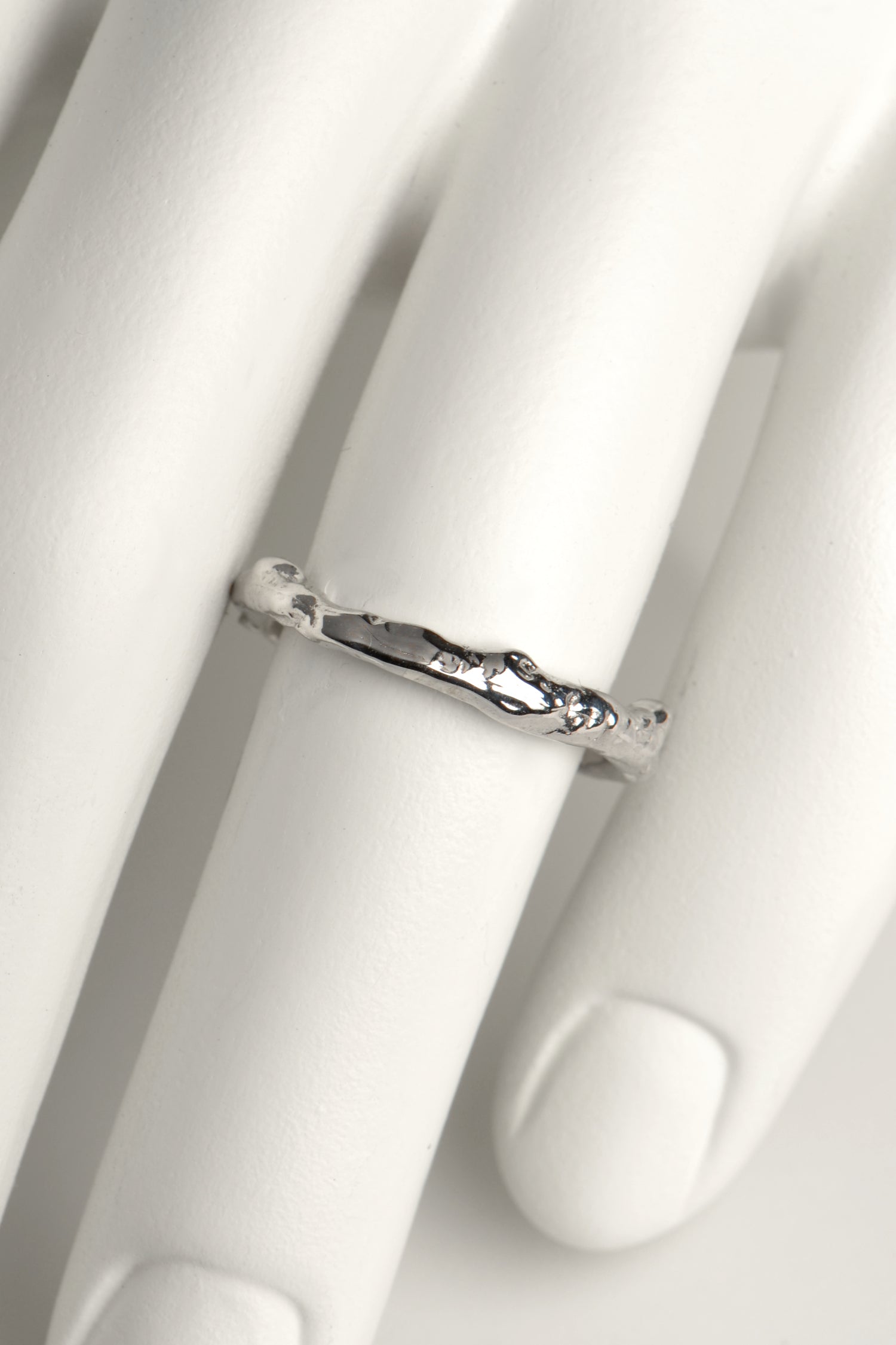 narrow silver ring handmade in Spain from jewellery designer Jorge Revilla