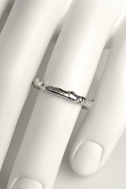 narrow silver ring handmade in Spain from jewellery designer Jorge Revilla