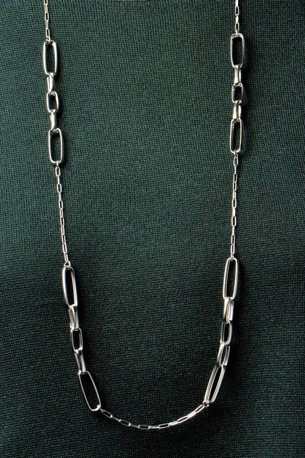 very long sterling silver paper link chain necklace from jeweller Christine Sadler