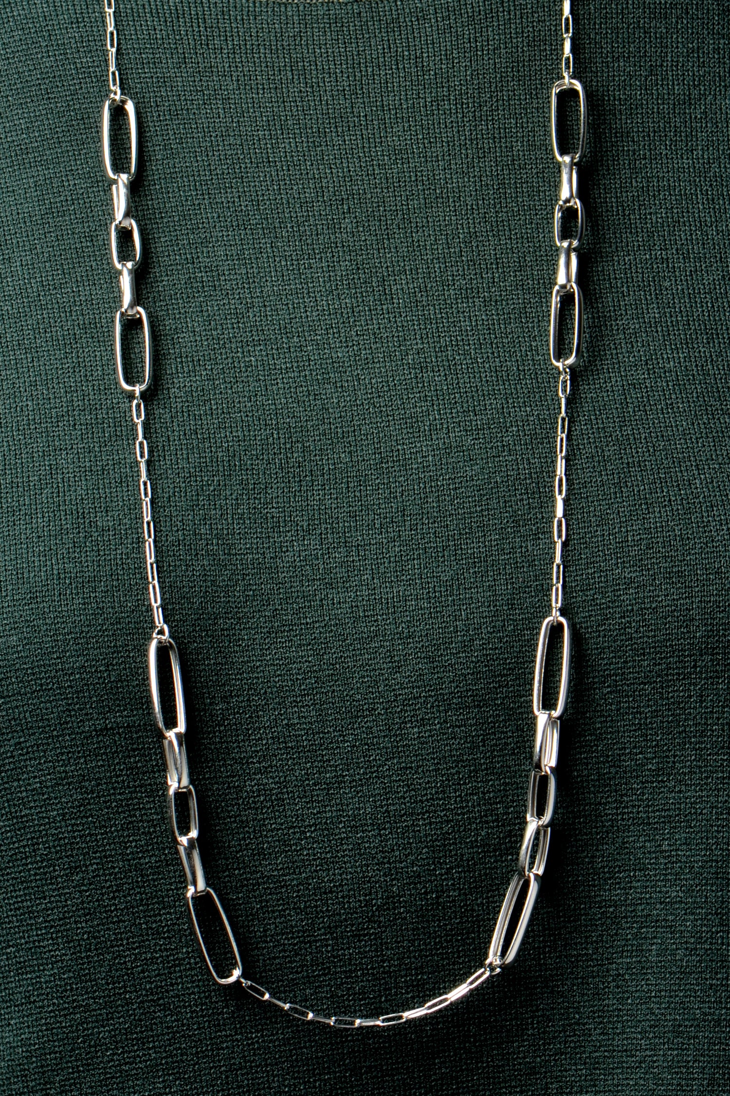 very long sterling silver paper link chain necklace from jeweller Christine Sadler