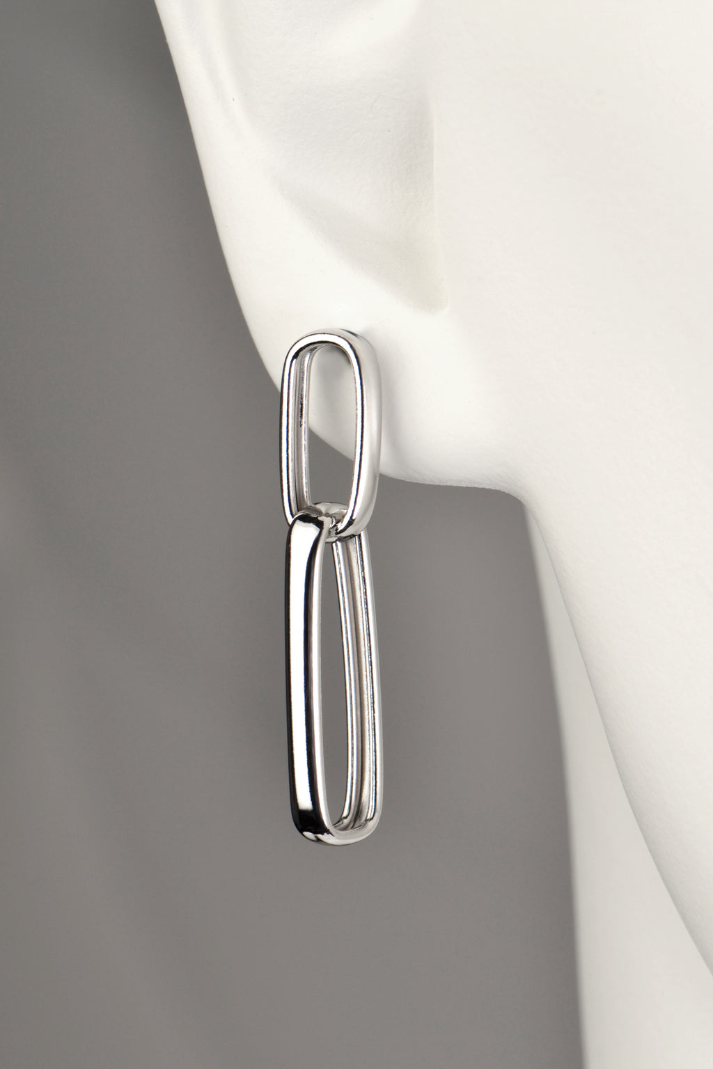 Modern long drop paper link earrings in sterling silver that won't tarnish