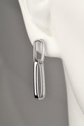 Modern long drop paper link earrings in sterling silver that won't tarnish