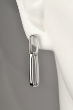 Modern long drop paper link earrings in sterling silver that won't tarnish