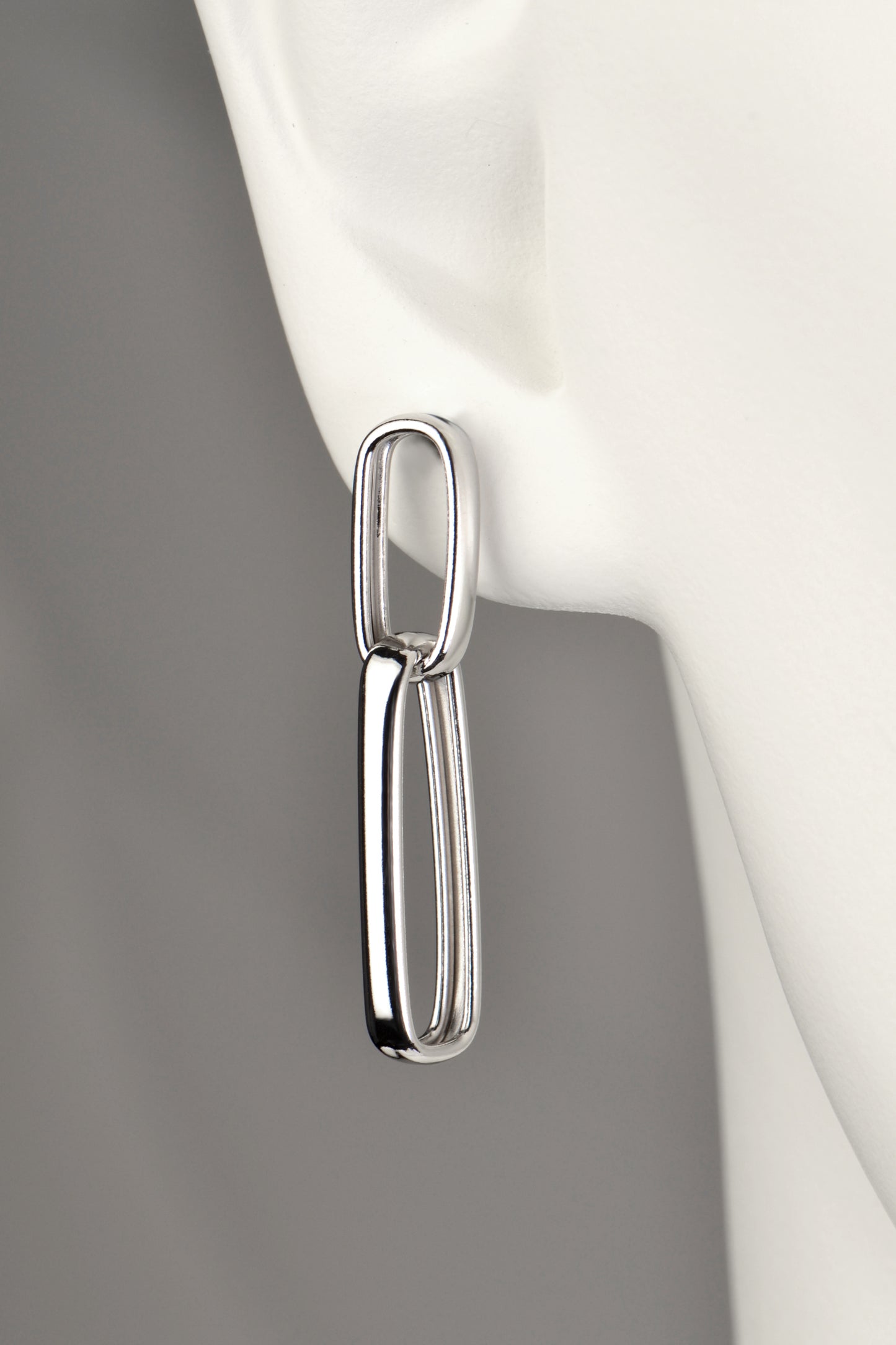 Modern long drop paper link earrings in sterling silver that won't tarnish