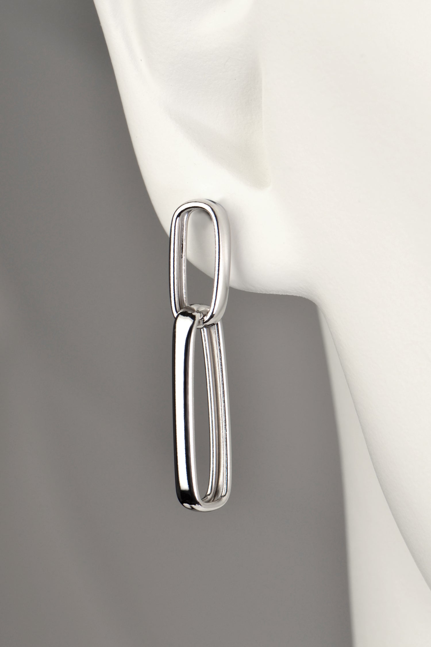 Modern long drop paper link earrings in sterling silver that won't tarnish