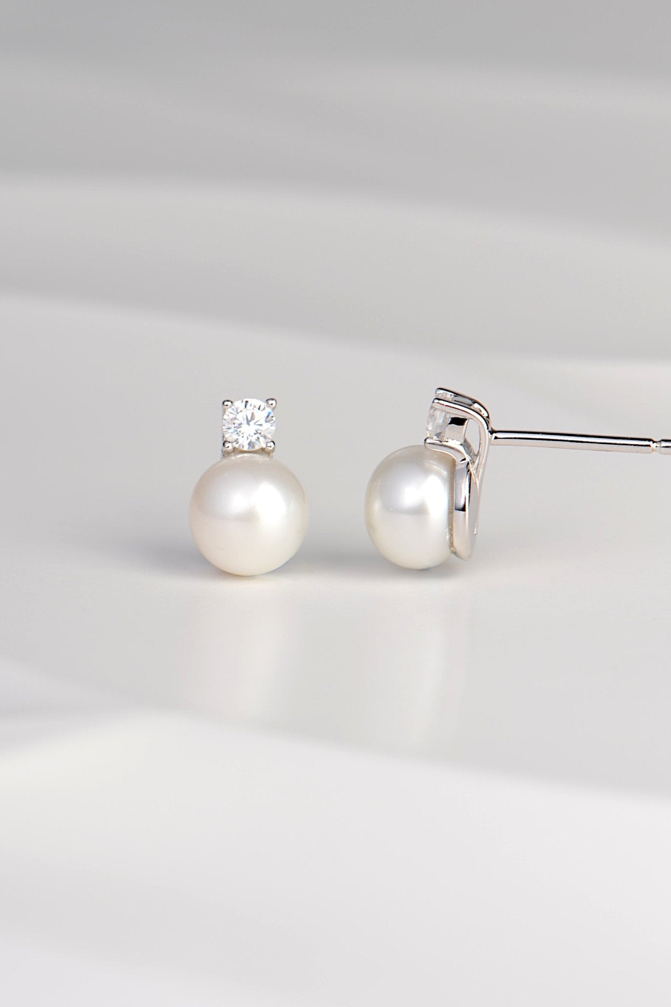 Pearl & Lab Grown Gemstone Silver Earrings - Earrings The Best Lab Grown Jewellery Designs