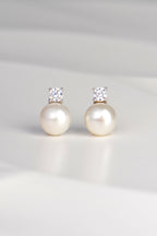 Pearl & Lab Grown Gemstone Silver Earrings - Earrings The Best Lab Grown Jewellery Designs