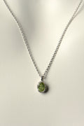 designer Peridot and silver necklace, birthstone for August