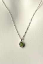 designer Peridot and silver necklace, birthstone for August