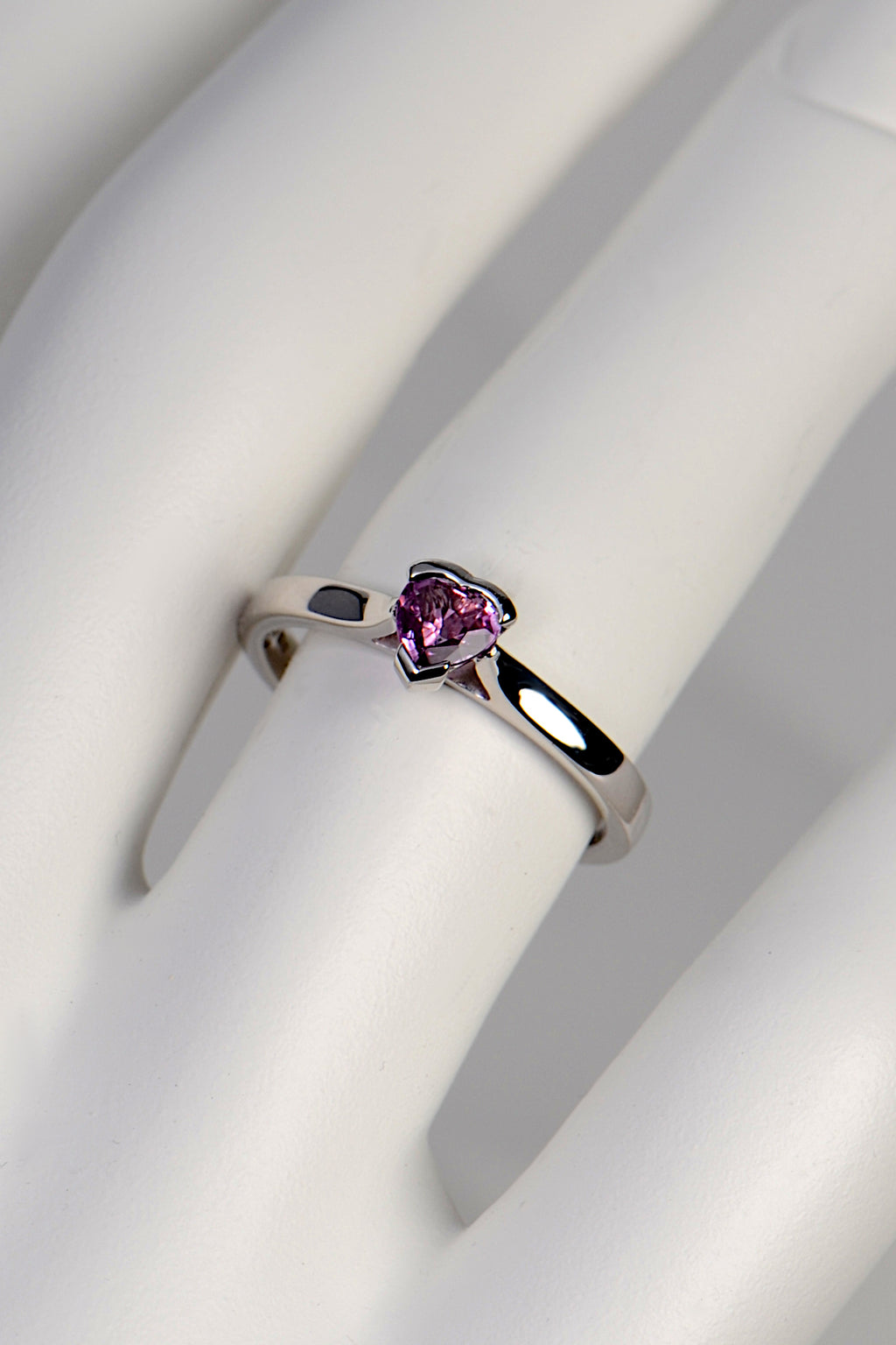 heart cut pink sapphire solitaire ring