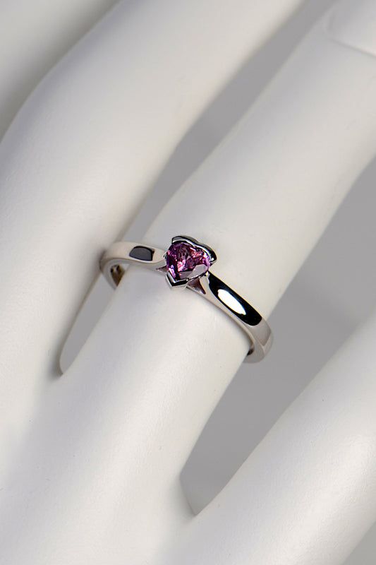 heart cut pink sapphire solitaire ring