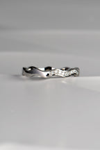 contemporary stacking wavy diamond ring in platinum