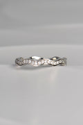 narrow platinum diamond set wavy ring made in the UK