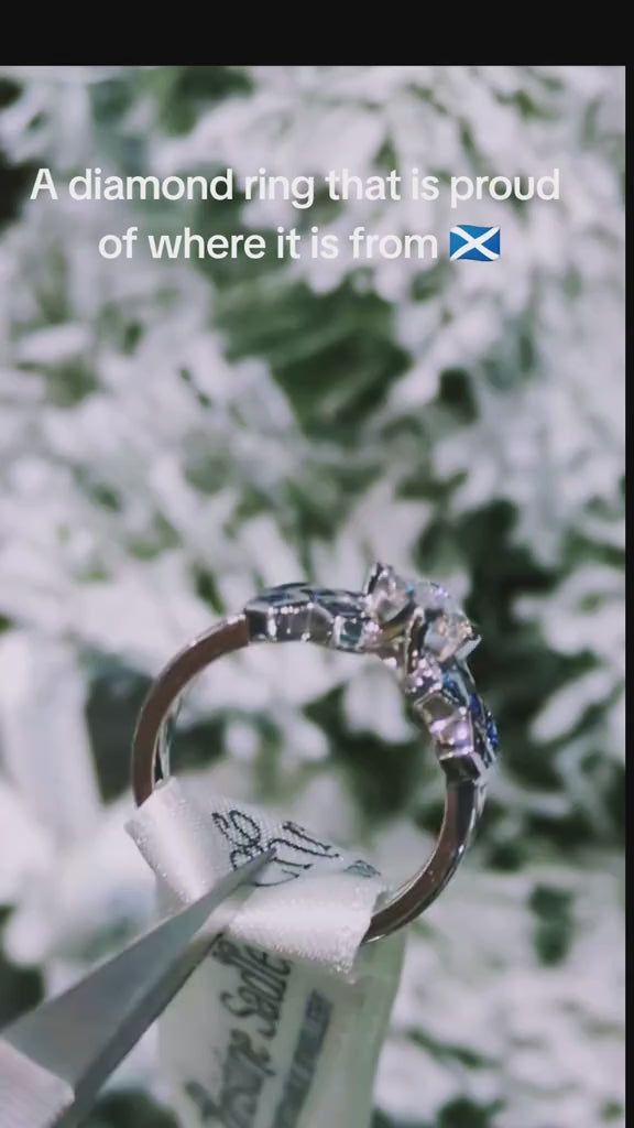 Blue sapphire and diamond Tartan ring