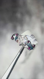 two carat platinum engagement ring with ruby accents from luxury jewellery designer Christine Sadler