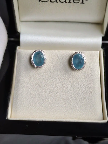 Designer Aquamarine March Birthstone Earrings