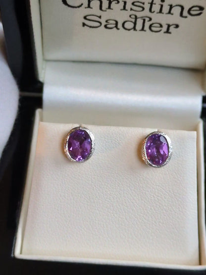 Designer Amethyst February Birthstone Earrings