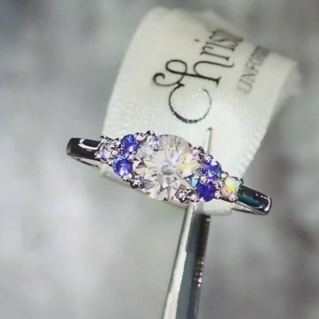 1 of 1 customised lab grown diamond  and sapphire engagement ring - Christine Sadler