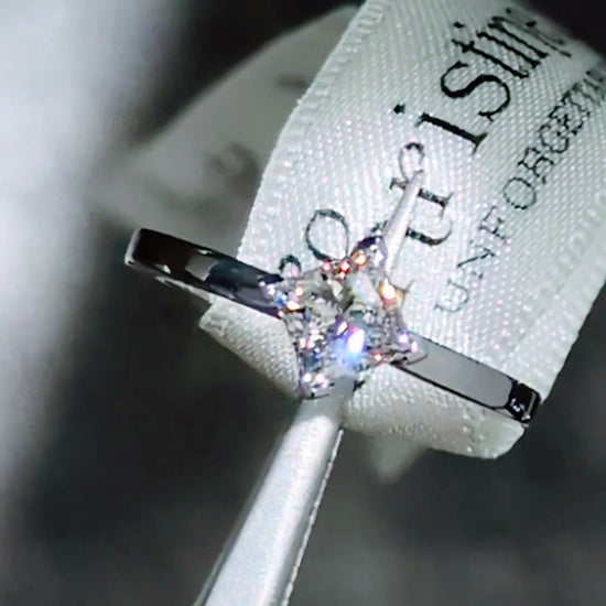 princess cut Canadian diamond engagement ring in platinum