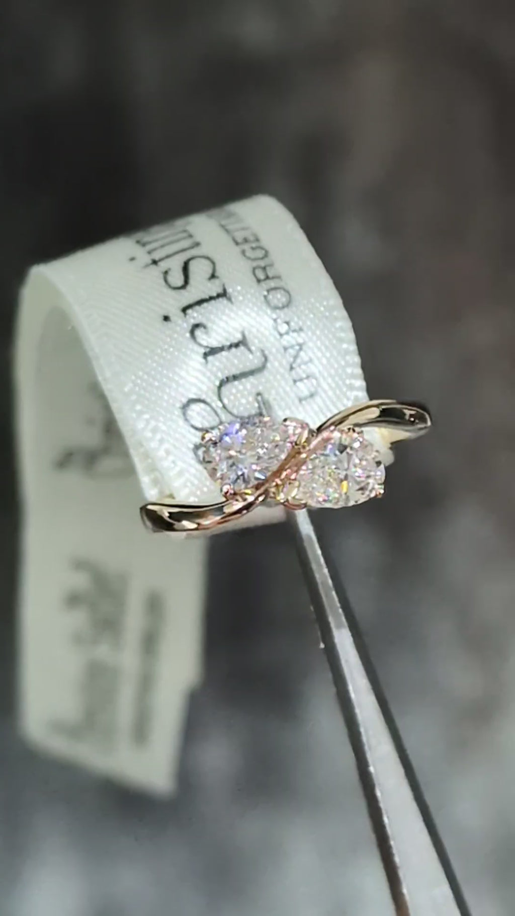 two stone pear cut lab diamond ring showing beautiful sparkle from the gemstones - Christine Sadler