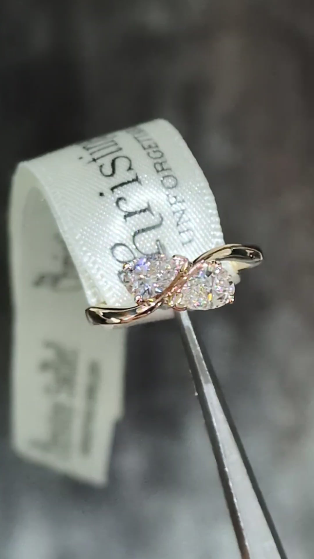 two stone pear cut lab diamond ring showing beautiful sparkle from the gemstones - Christine Sadler