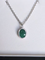 designer oval real emerald necklace on a silver chain -Jorge Revilla