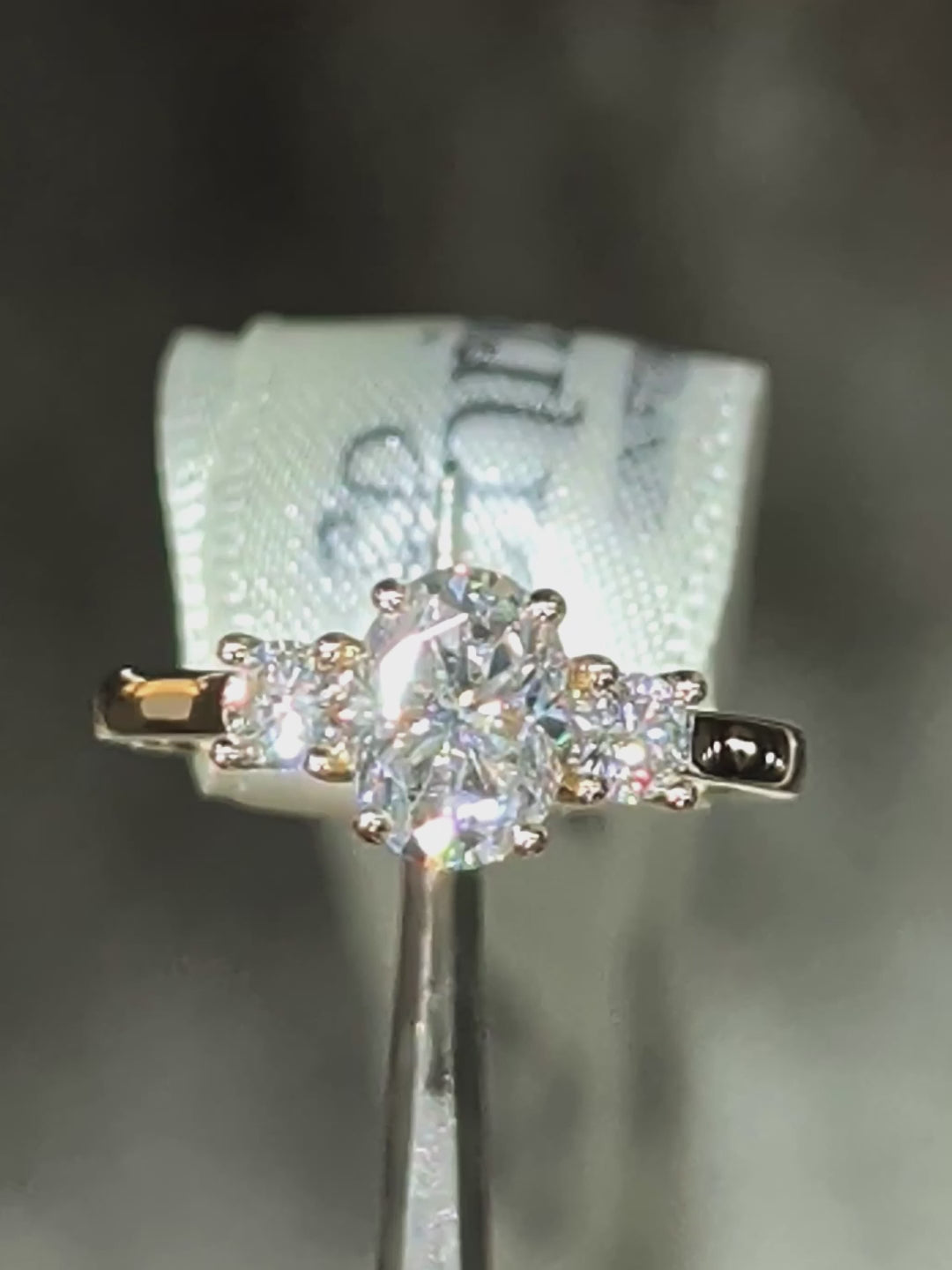 9ct Yellow Gold Moissanite Trilogy Engagement Ring