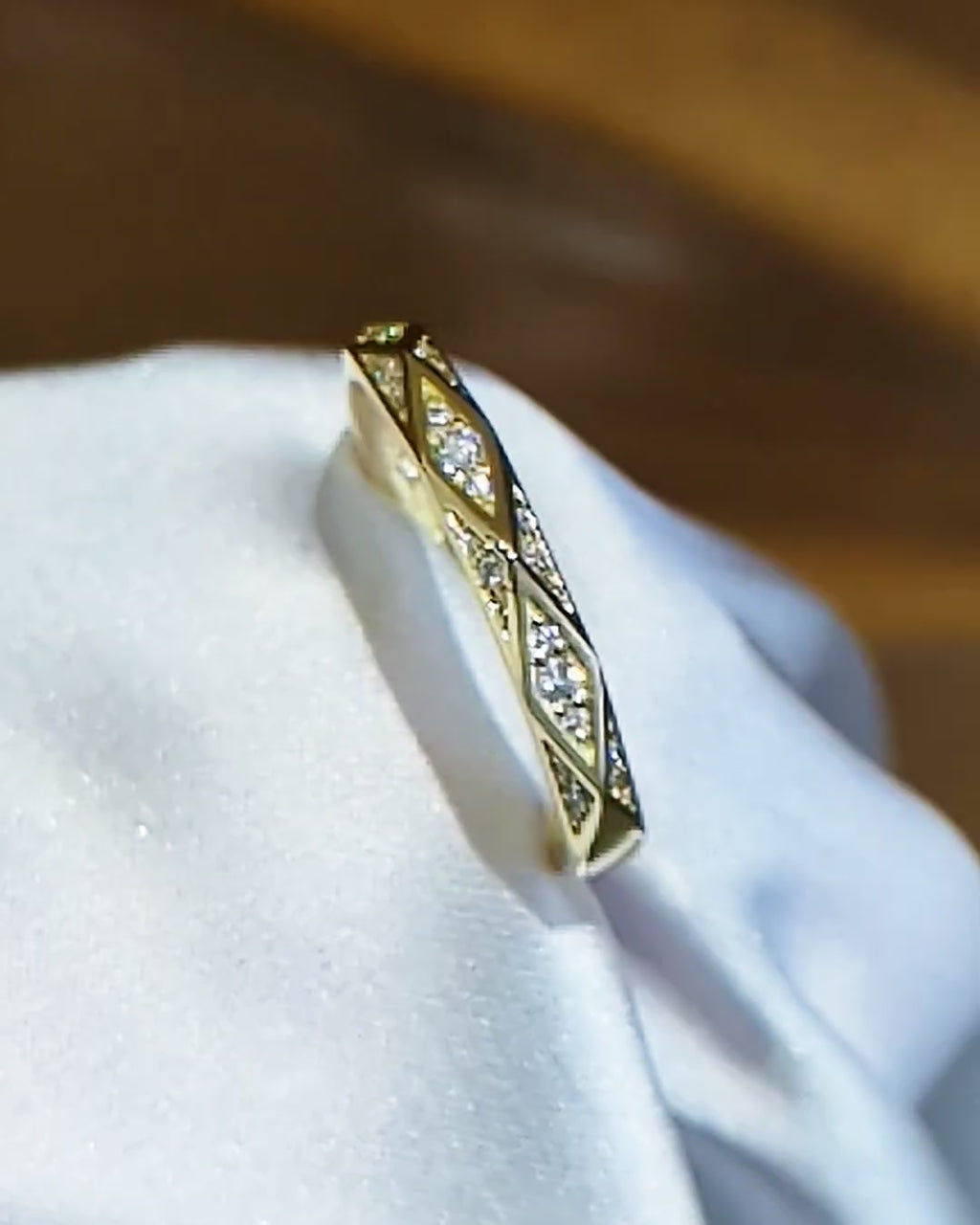 Modern Geometric Gold Diamond Ring