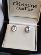 Designer White Topaz April Birthstone Earrings