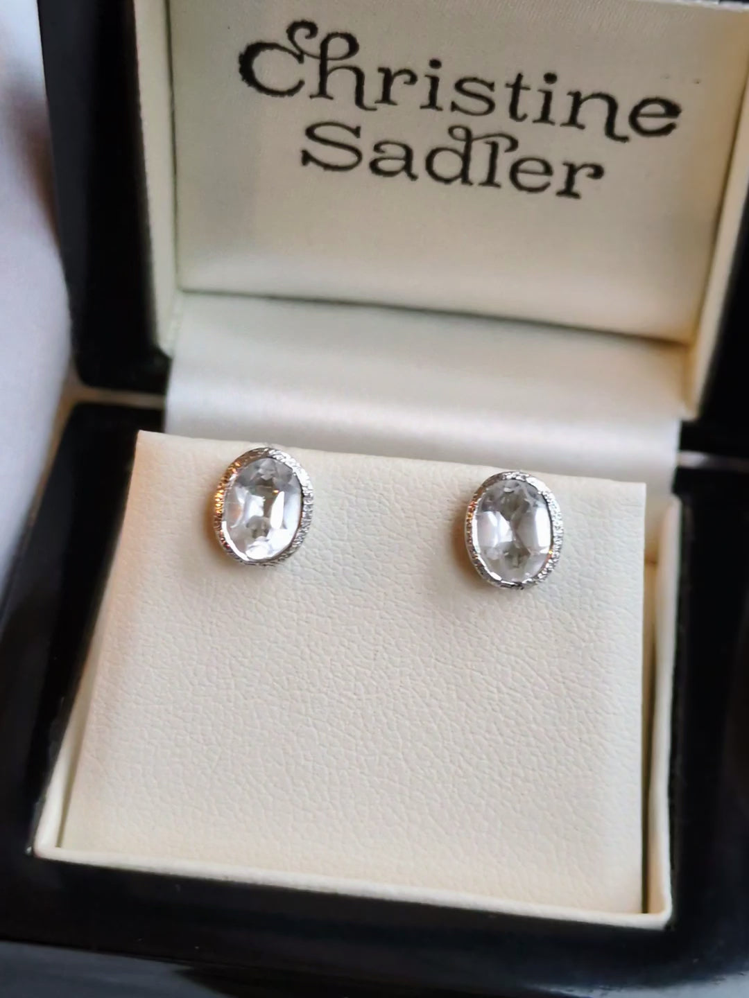 Designer White Topaz April Birthstone Earrings