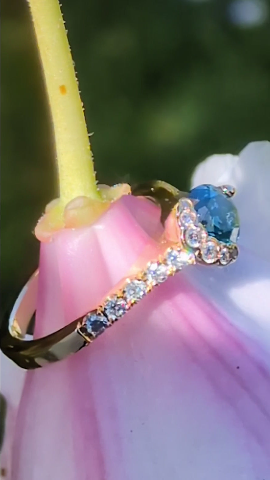 Fairypools Blue Diamond 18ct Yellow Gold Scottish Engagement Ring