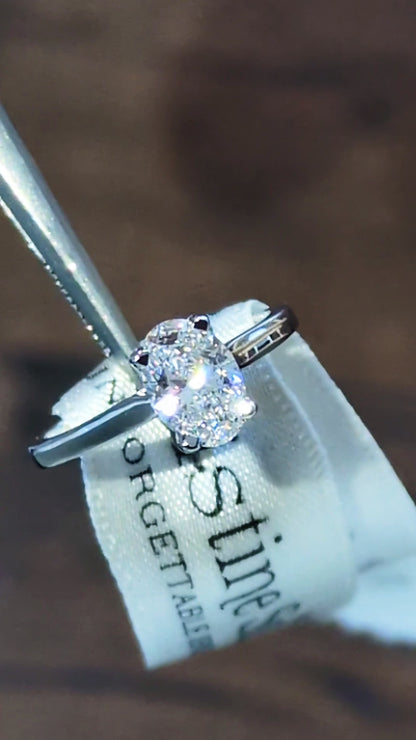One Carat Oval Platinum Engagement Ring