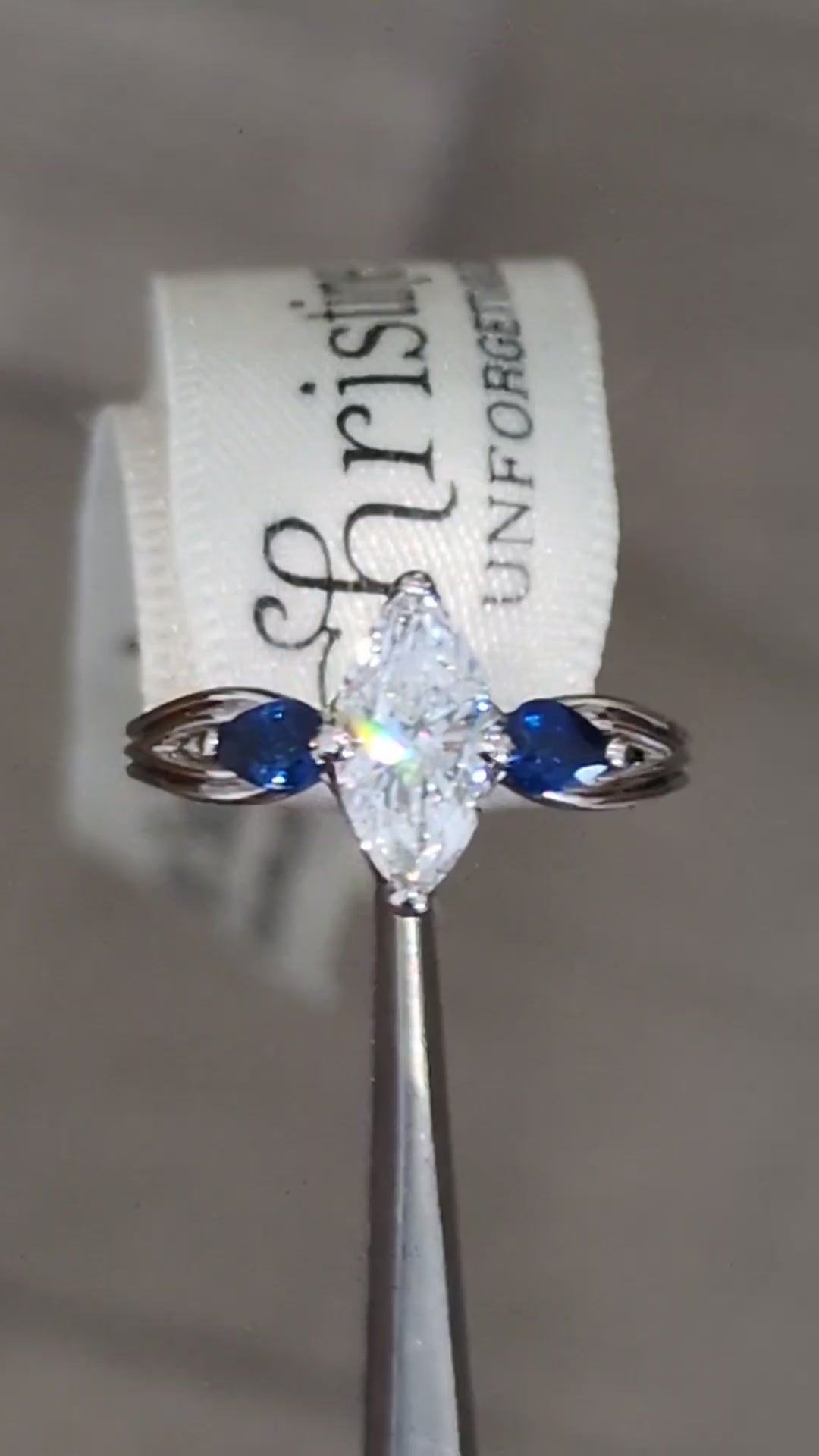 bespoke platinum sapphire and diamond engagement ring - Christine Sadler