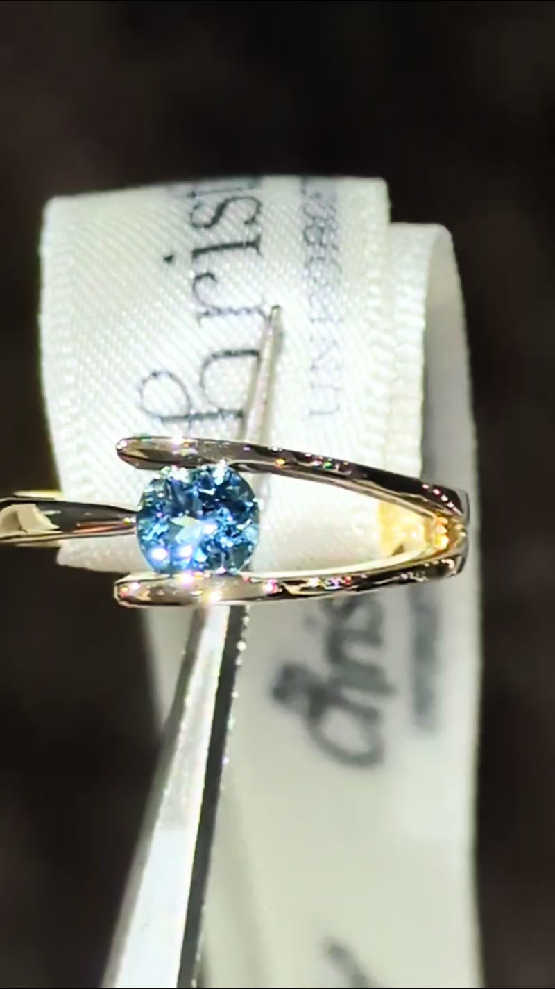 Yellow gold aquamarine modern ring - Christine Sadler Unforgettable Jewellery