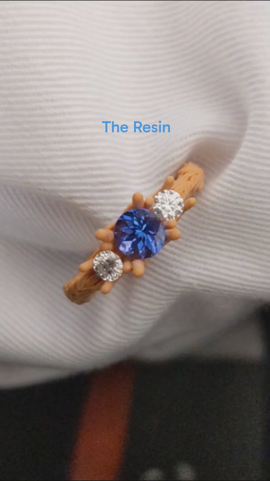 The one-of-a-kind Arcadia platinum diamond and tanzanite ring shown as it is being made - a unique engagement ring commission from Christine Sadler