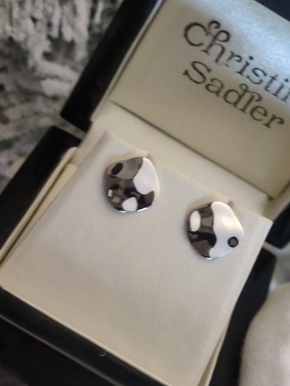 Designer Silver Small Stud Aqua Earrings