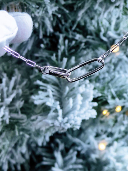 Modern Paper Link Silver Bracelet