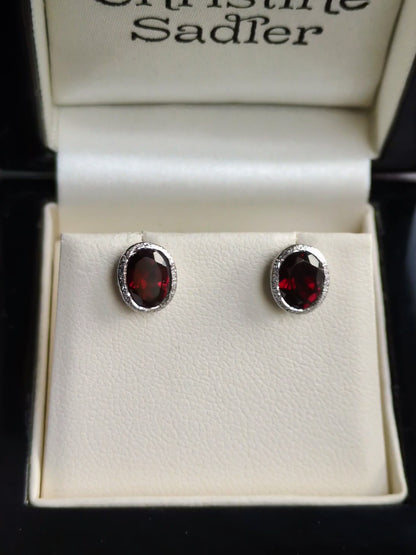 Designer Garnet January Birthstone Earrings