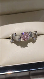 pink lab diamond platinum engagement ring exclusively available from Christine Sadler
